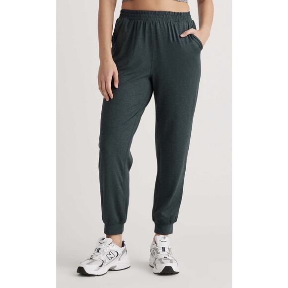 Quince Pants - Quince Flowknit High-Rise Boyfriend Joggers Size S Dark Green Sporty